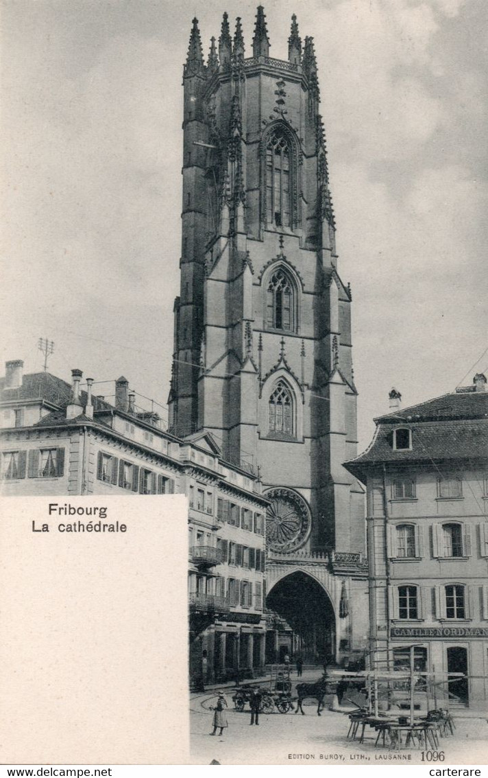 SUISSE,SCHWEIZ,SVIZZERA,SWITZERLAND,HELVETIA,SWISS,FRIBOURG,1900,RARE,CATHEDRALE,COMMERCE - Fribourg