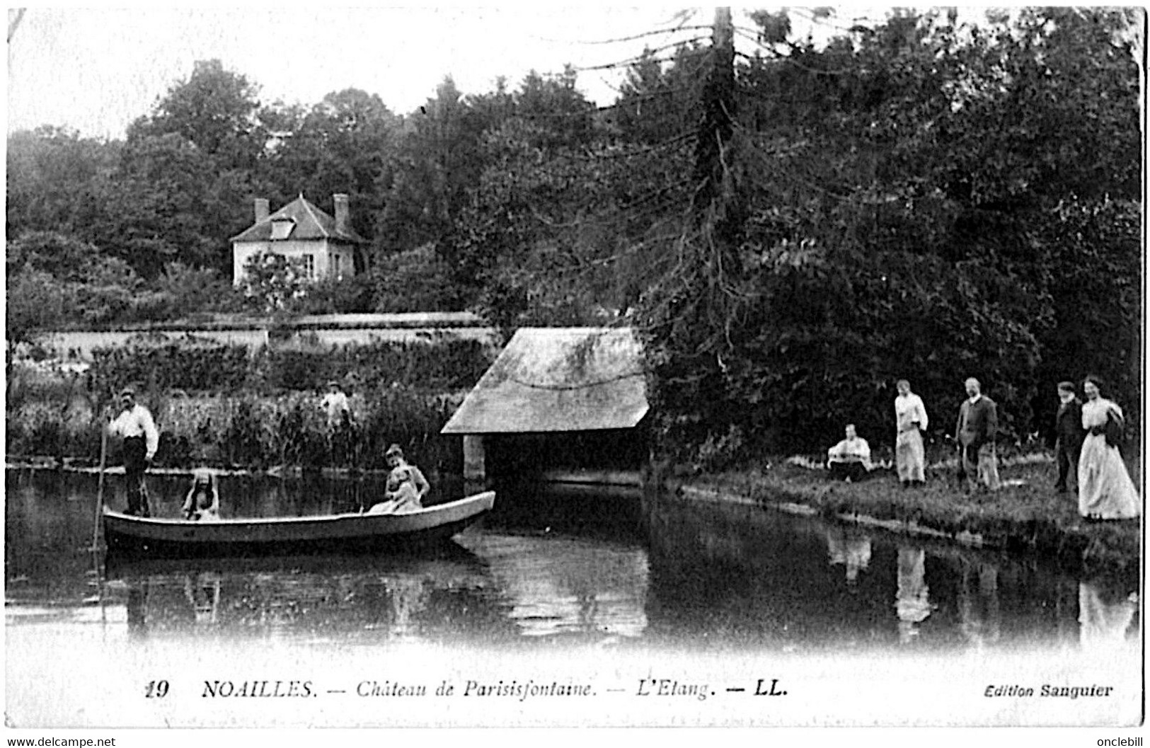 Noailles Oise CPA  Lavoir Parisifontaine Barque Animée 1910 état Superbe - Noailles