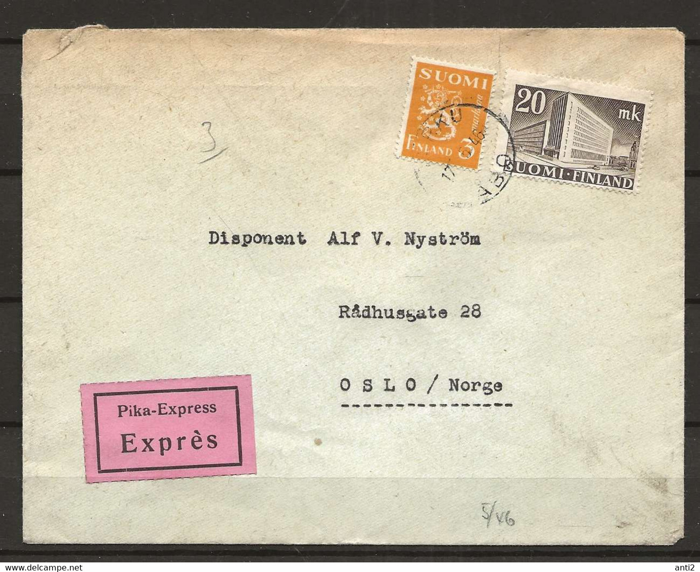 Finland 1946  Cover With Coat Of Arms Mi 299  And Postbuilding Mi 318  - Cancelled Turku 17.5.46 - Covers & Documents