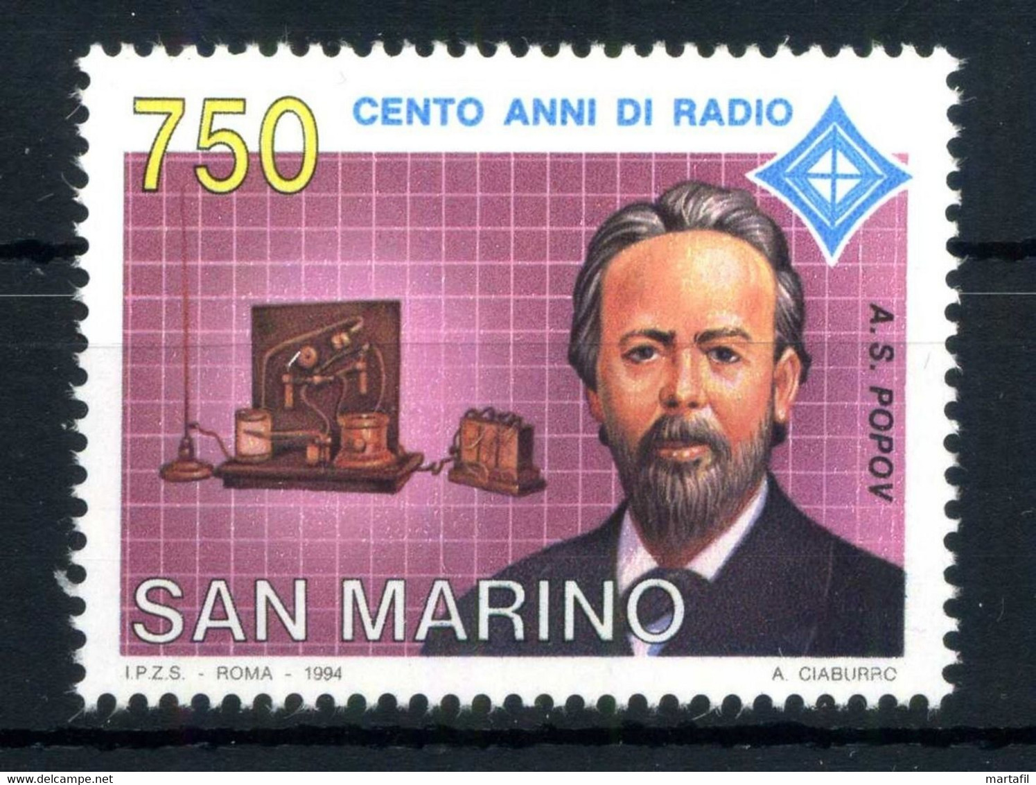 1994 SAN MARINO SET MNH ** Cento Anni Di Radio Popov - Neufs