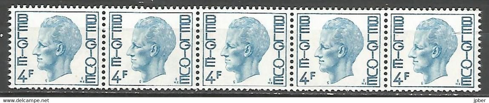 Belgique - Rouleaux Type Elström 4 Frs - N°R46 Bande De 5 Avec N° Au Verso - Coil Stamps