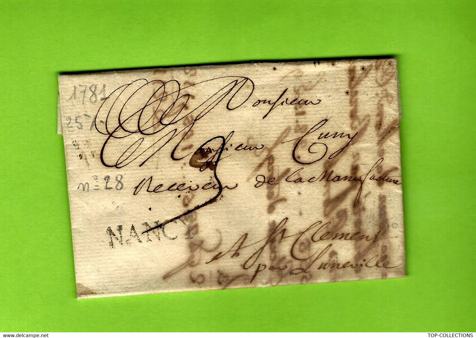 1781 LETTRE De Nancy Vente De Saumon De Plomb Par Henrion Bertier à La Manufacture De Faïence Faïencerie De St Clément - ... - 1799