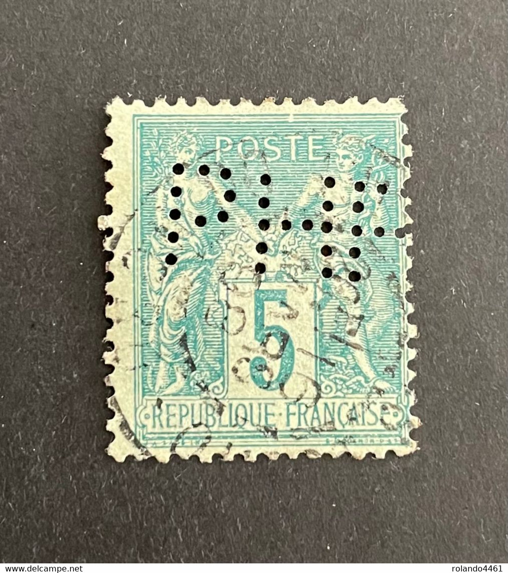 FRANCE P N° 75 Sage PHR 83 Indice 8 Perforé Perforés Perfins Perfin Superbe !! - Otros & Sin Clasificación