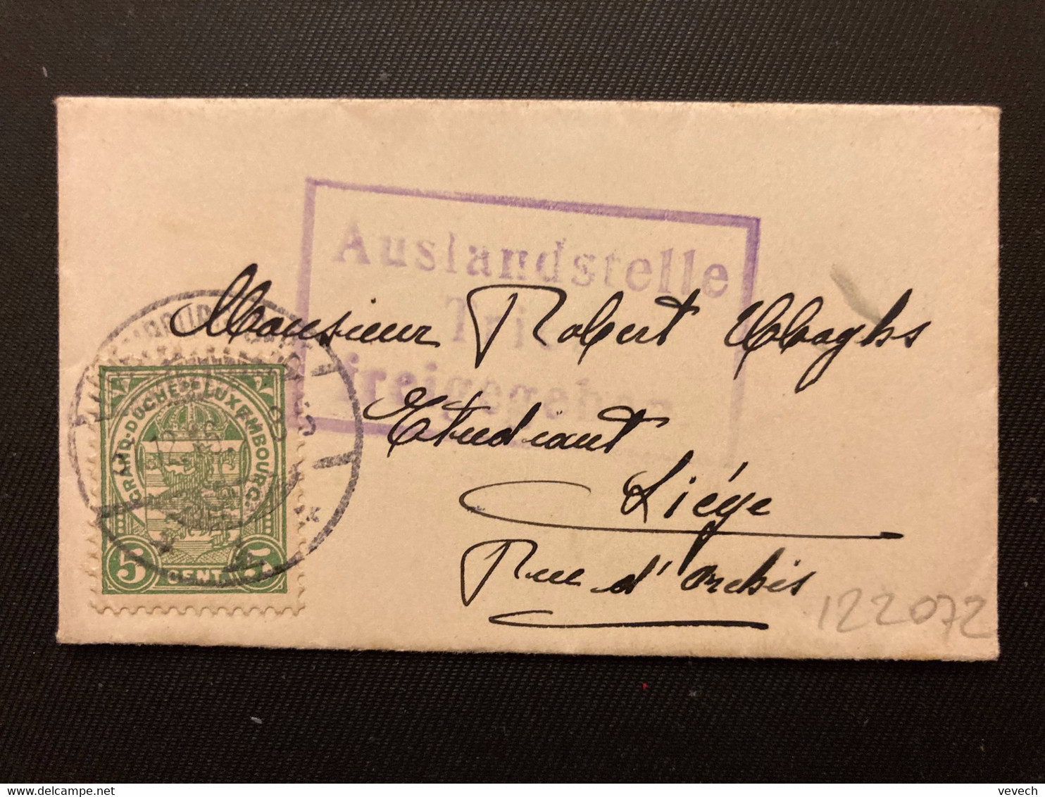 LETTRE MIGNONNETTE TP 5c OBL.31 12 16 LUXEMBOURG GARE Pour La BELGIQUE + Cachet AUSLANDSTELLE - 1907-24 Abzeichen