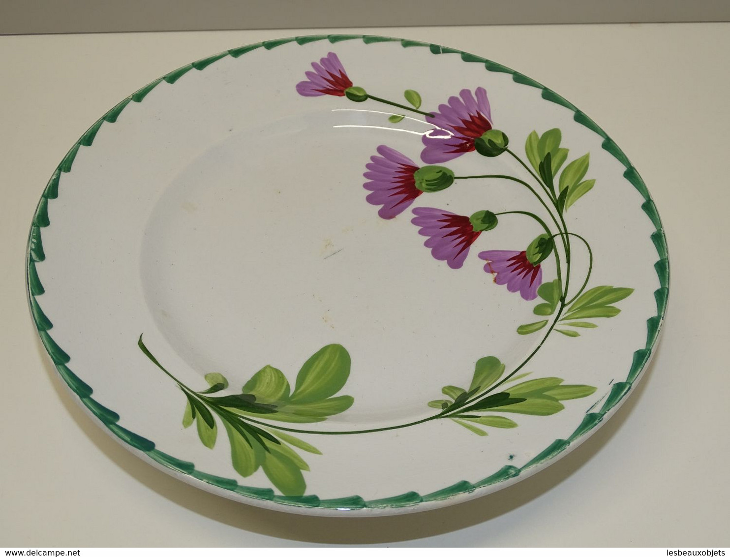 *ANCIEN PLAT A MIGNARDISES COMPOTIER CERAMIQUE ST AMAND HAMAGE Décor FLEURI   E - Saint Amand (FRA)