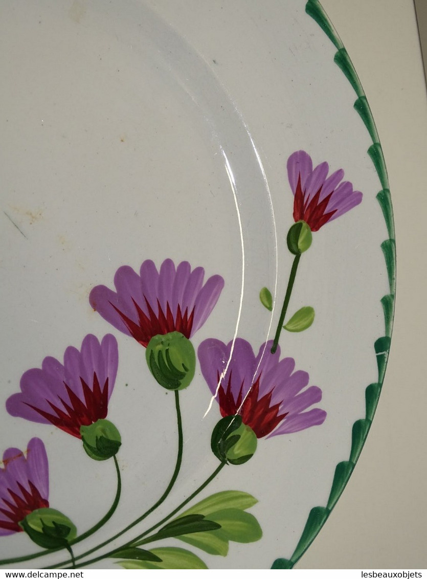 *ANCIEN PLAT A MIGNARDISES COMPOTIER CERAMIQUE ST AMAND HAMAGE Décor FLEURI   E - Saint Amand (FRA)