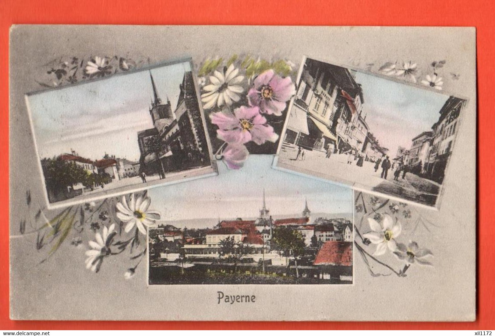 ZQG-23 RARE Fantaisie Payerne Broye Multivues Cachet 1912 - Payerne