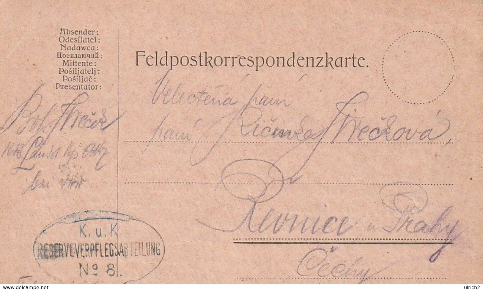 Feldpostkarte - K.u.k. Reserveverpflegsabteilung No. 8 - 1914 (60715) - Cartas & Documentos