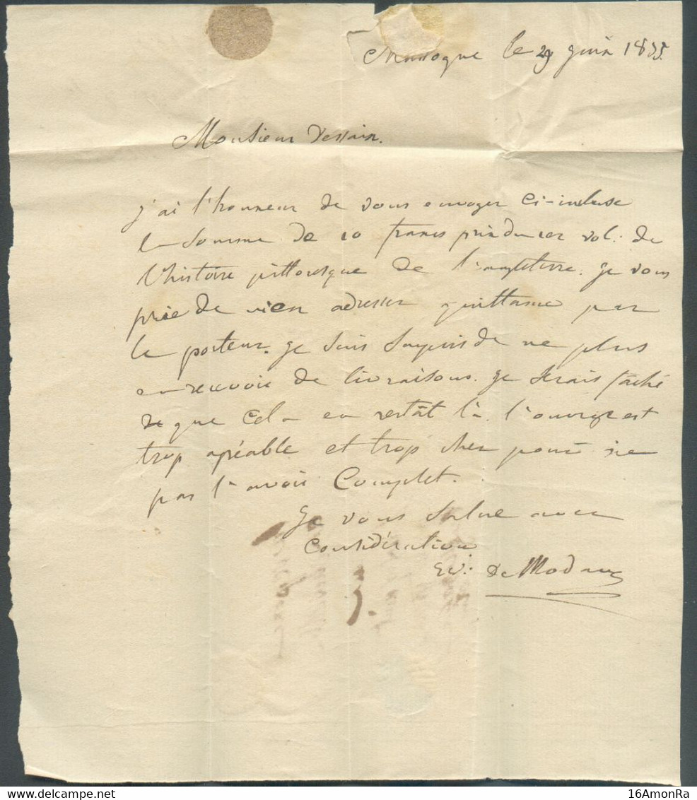 LAC De NASSOGNE (MASSOGNE) Le 29 Juin 1835 + Man. Recommandé (RR) Vers Liège  - TB - 19495 - 1815-1830 (Holländische Periode)