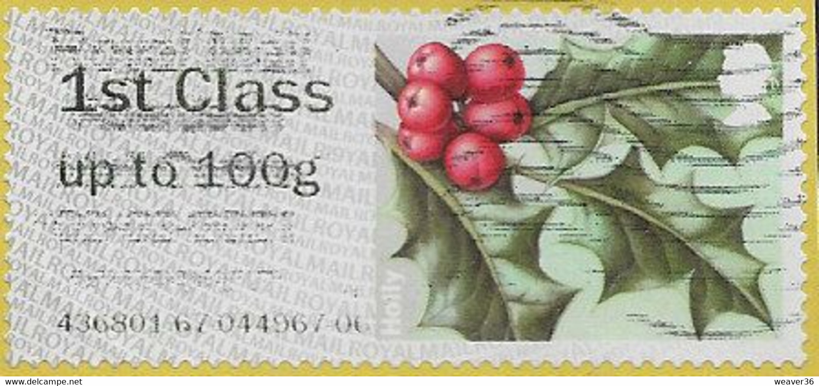 GB 2014 Winter Greenery 1st Type 3 Issuing Office 436801 Used [32/8/ND] - Post & Go Stamps