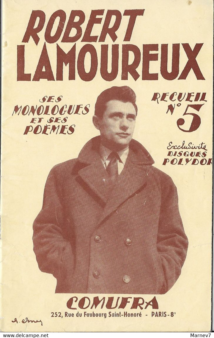 Poèsie - Robert LAMOUREUX - Monologues Et Poèmes - Recueil  N°5 - 1957 - Editions Comufra - Autores Franceses