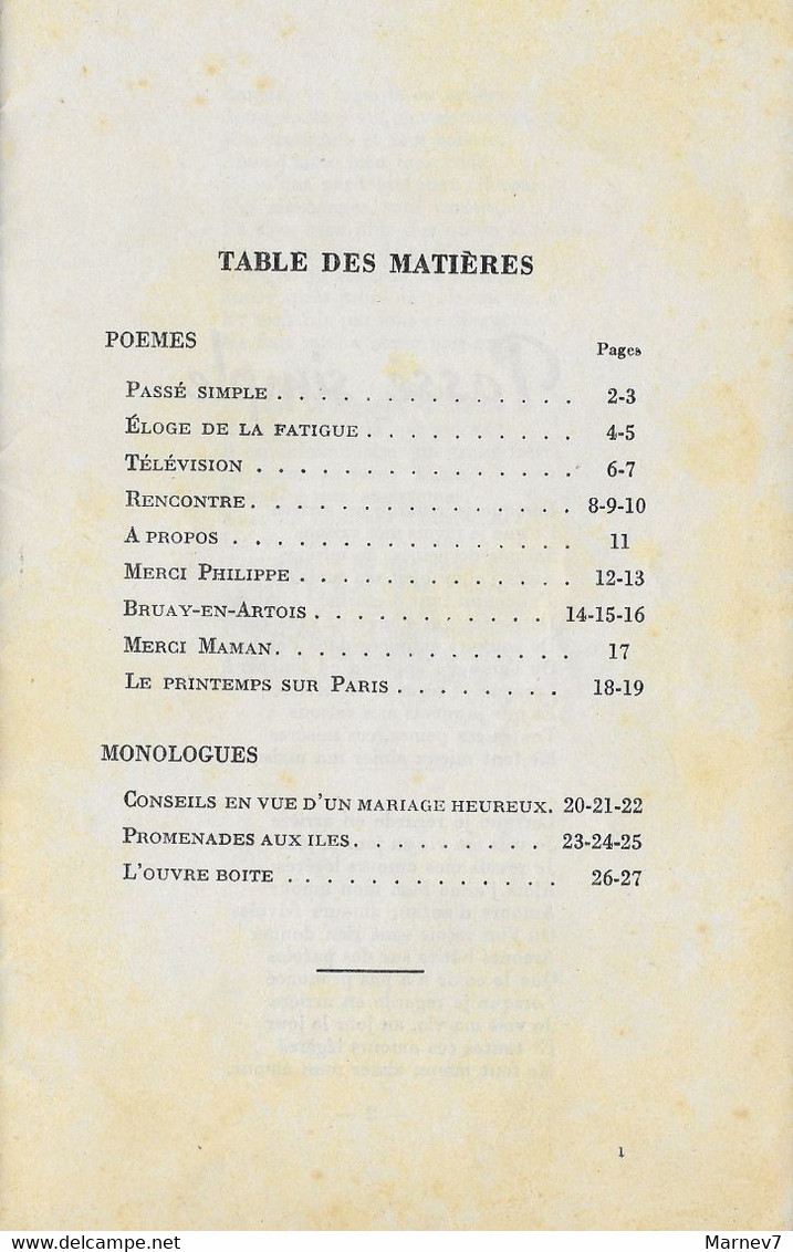 Poèsie - Robert LAMOUREUX - Monologues Et Poèmes - Recueil  N°5 - 1957 - Editions Comufra - Autores Franceses