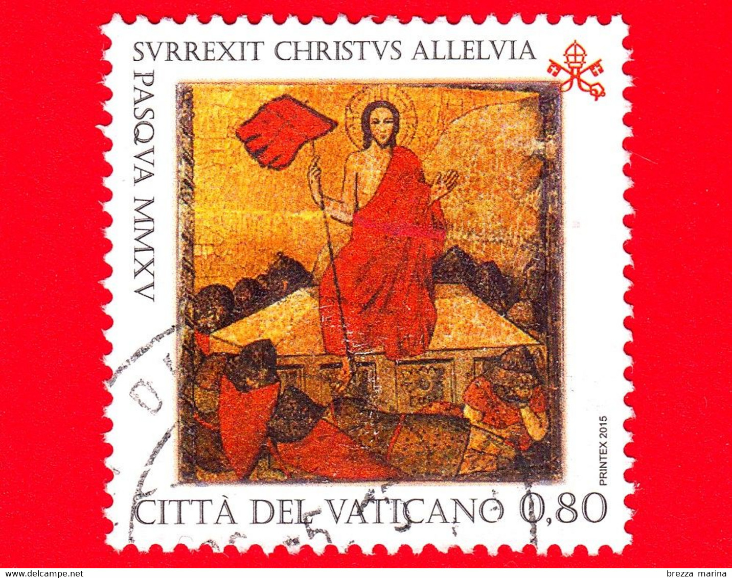 VATICANO - Usato - 2015 - Pasqua 2015 - Risurrezione, Opera Di Ignoto Maestro Del Crocifisso Di Trevi - 0,80 - Used Stamps