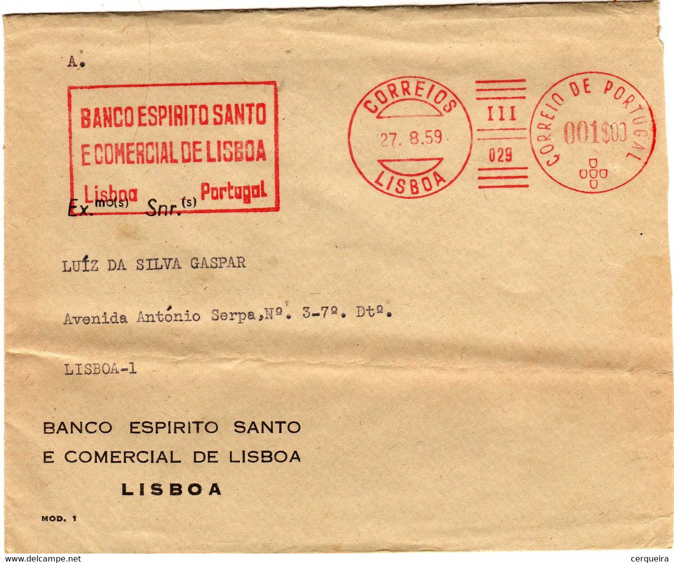 Franquia Mecânica Banco Espirito Santo E Comercial De Lisboa - Franking Machines (EMA)