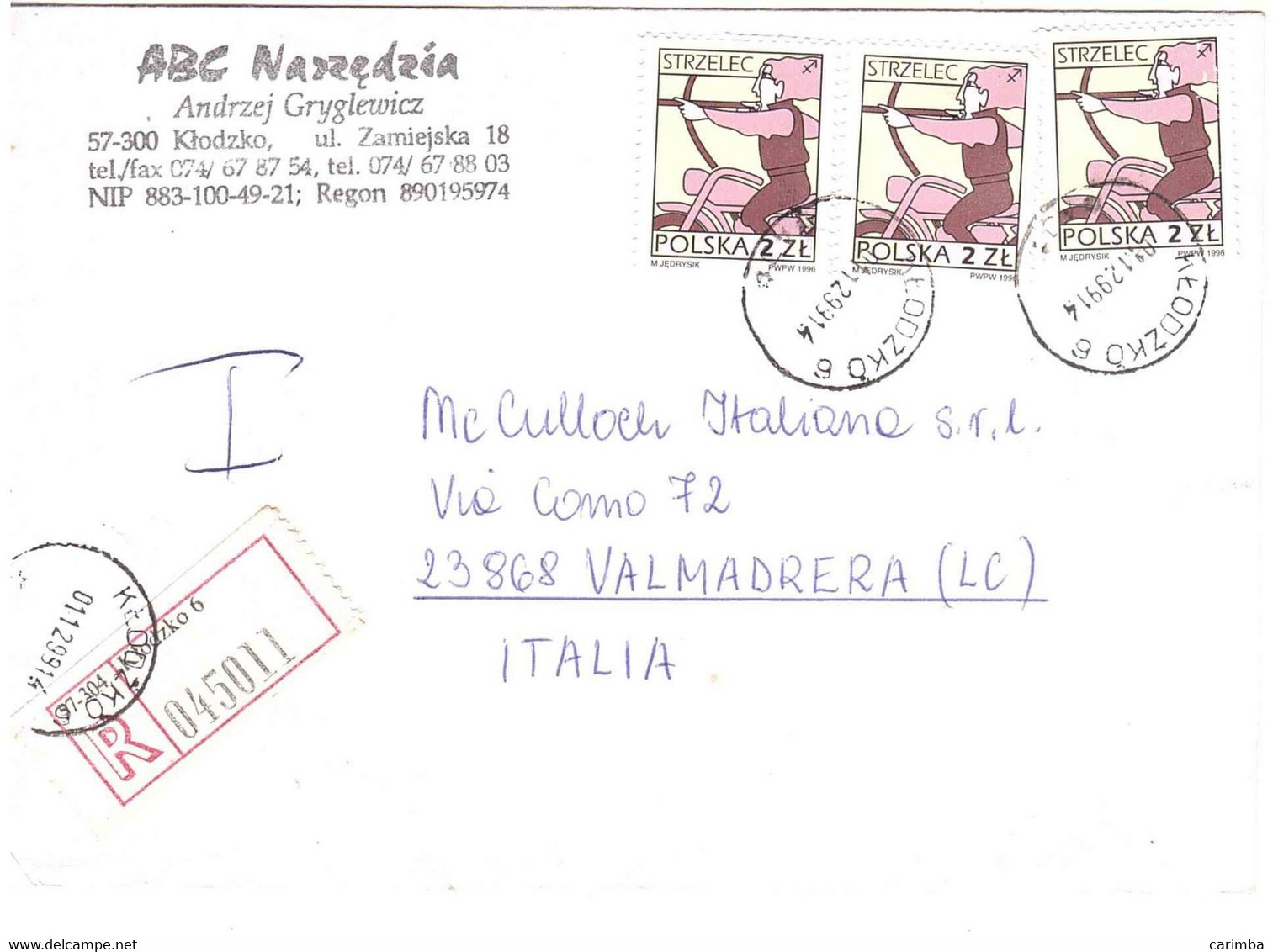 RACCOMANDATA PER ITALIA - Storia Postale