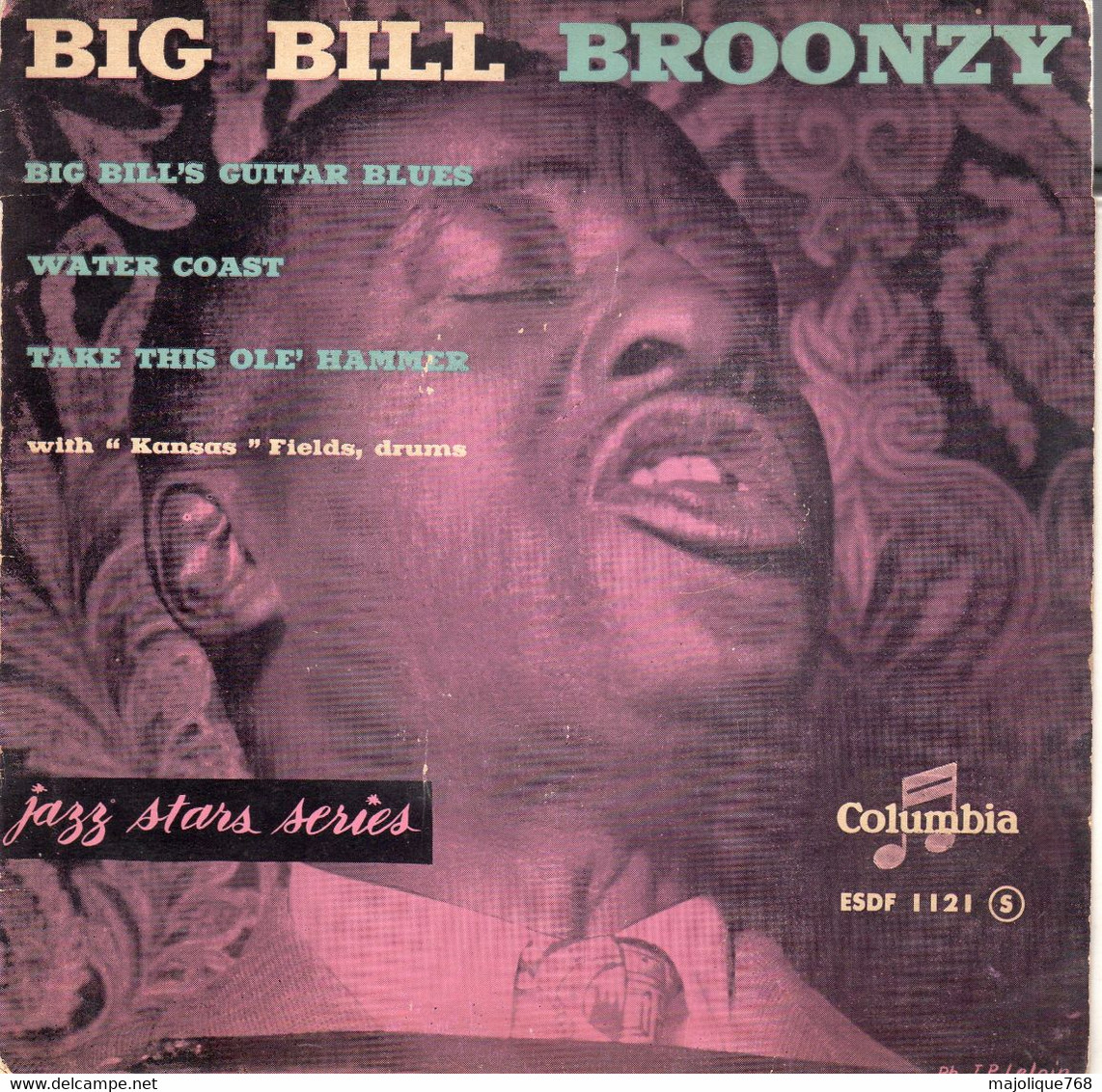 Disque 45T De Big Bill Broonzy - BIg Bill's Guitar Bllus - Columbia ESDF 1121 - France 1957 - Blues