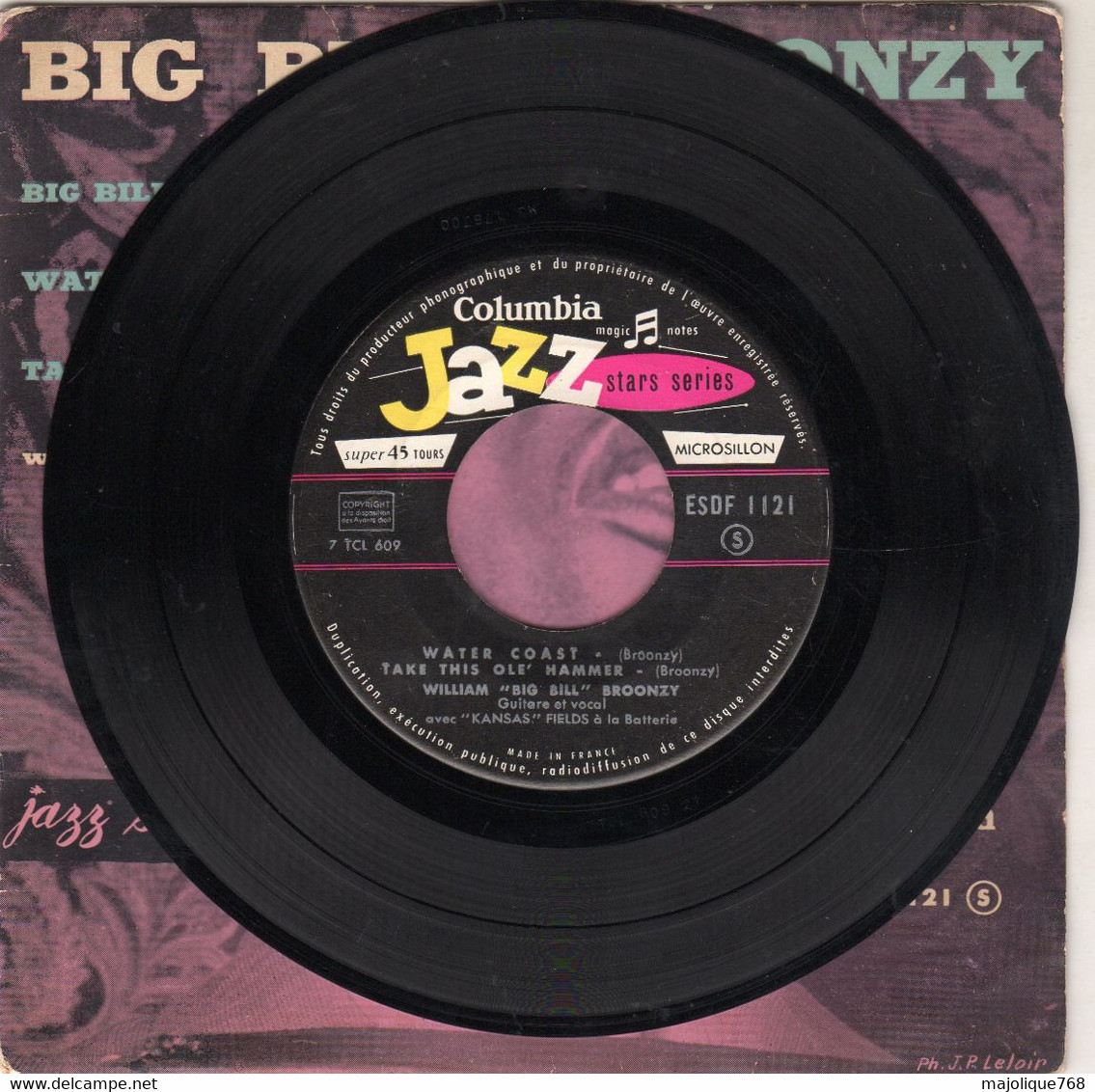 Disque 45T De Big Bill Broonzy - BIg Bill's Guitar Bllus - Columbia ESDF 1121 - France 1957 - Blues