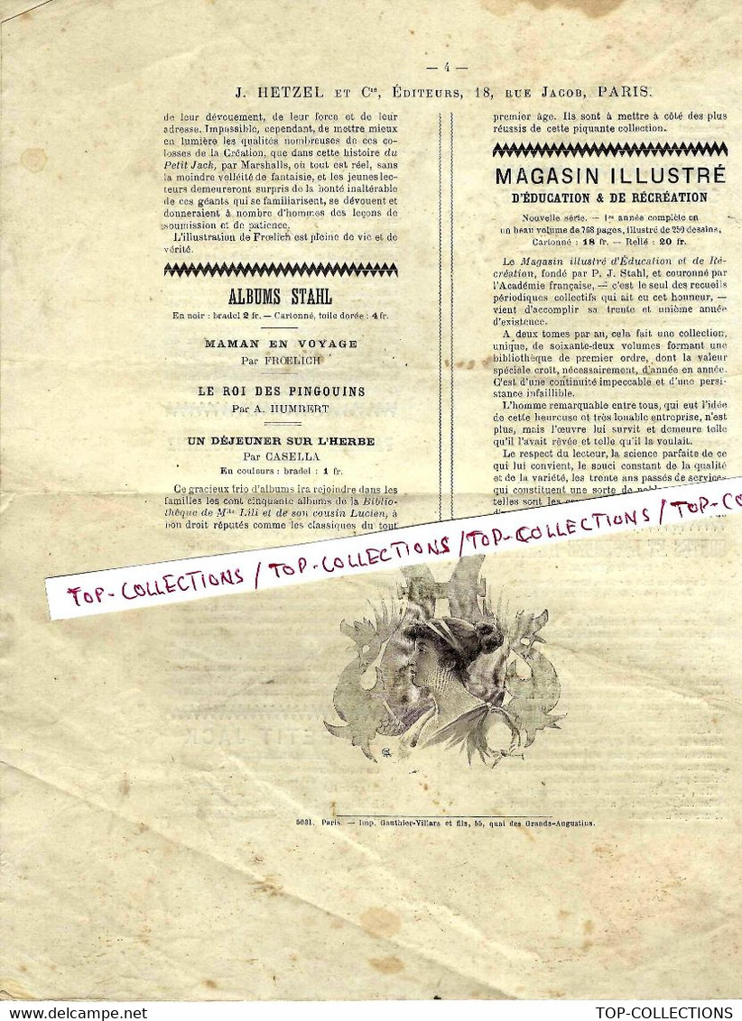 1896 BIBLIOTHEQUE DE L’EDUCATION NATIONALE HETZEL EDITEURS Paris V.SCANS - Publicités