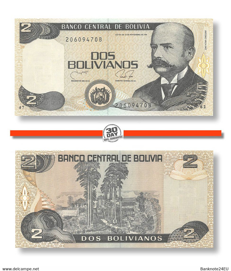 Bolivia 2 Bolivianos 1990 Unc Pn 202b - Bolivie