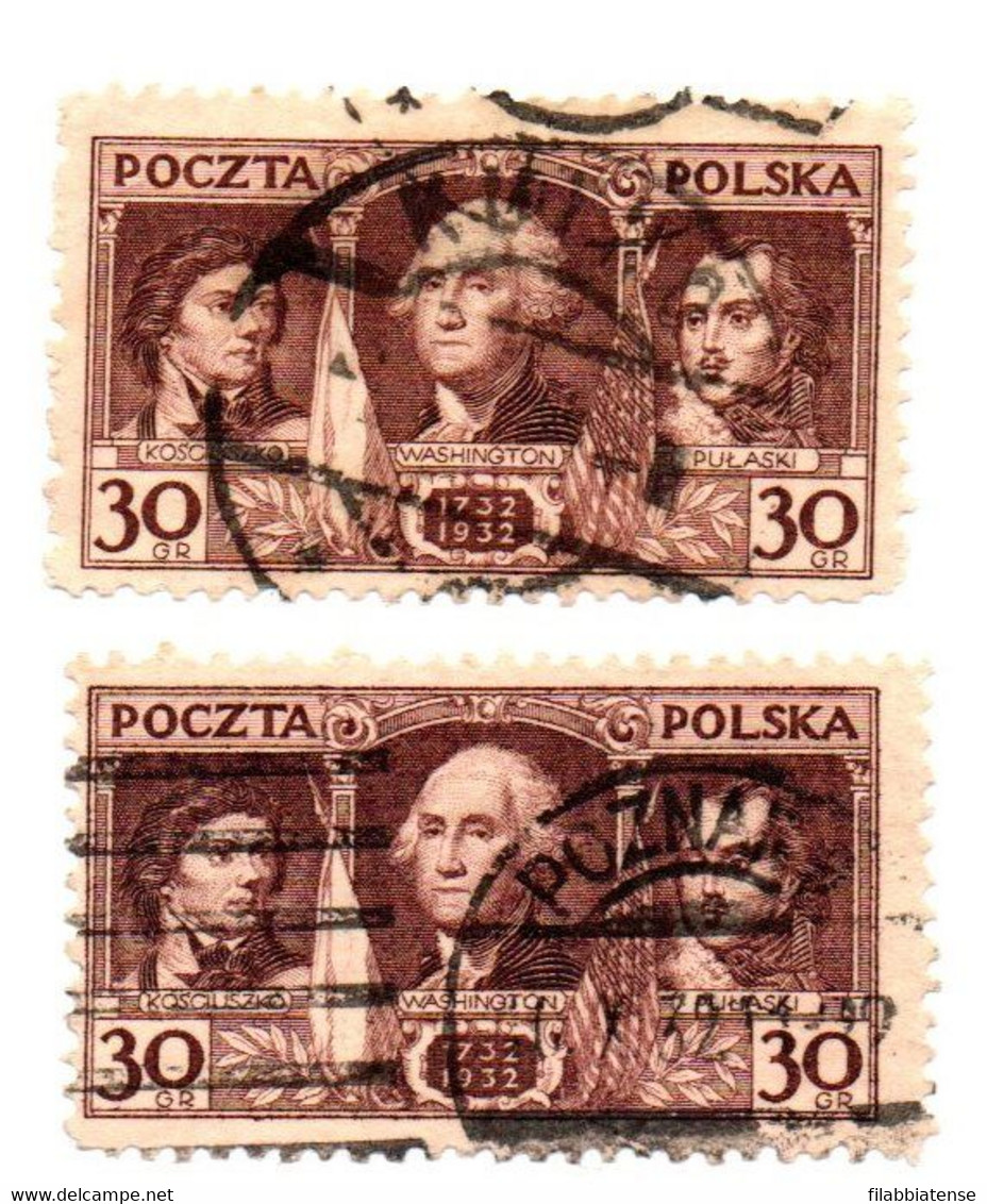 1932 - Polonia 355 Nascita Di G. Washington X 2     ------- - George Washington