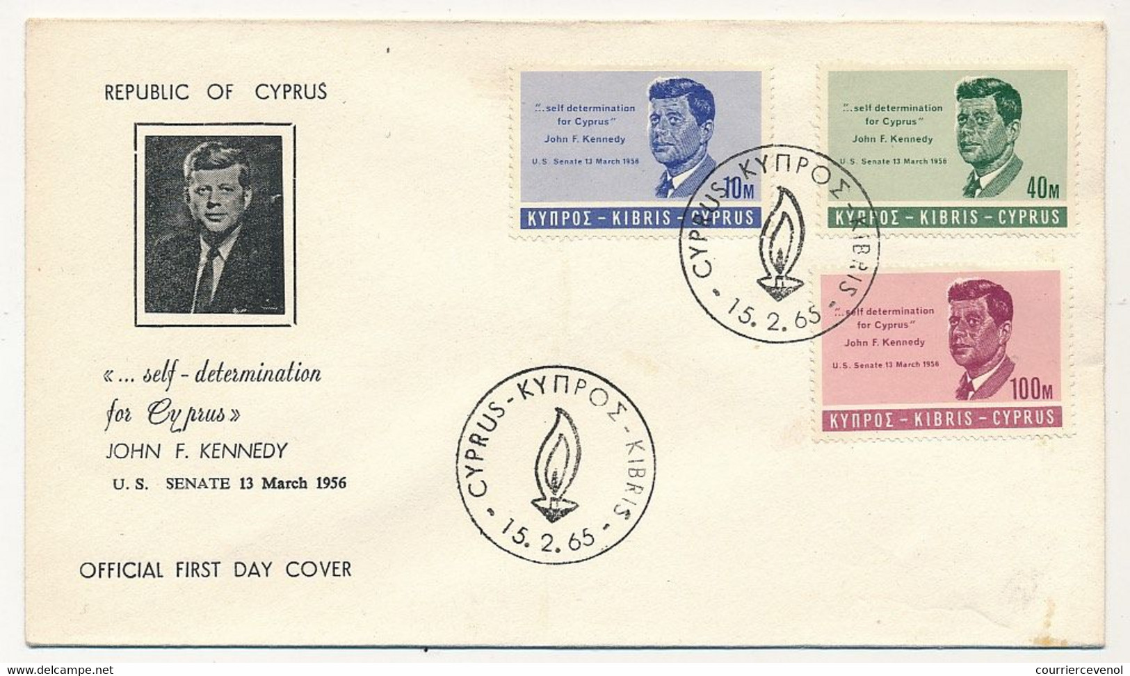CHYPRE - Env FDC - John F. Kennedy - 15/2/1965 - Brieven En Documenten