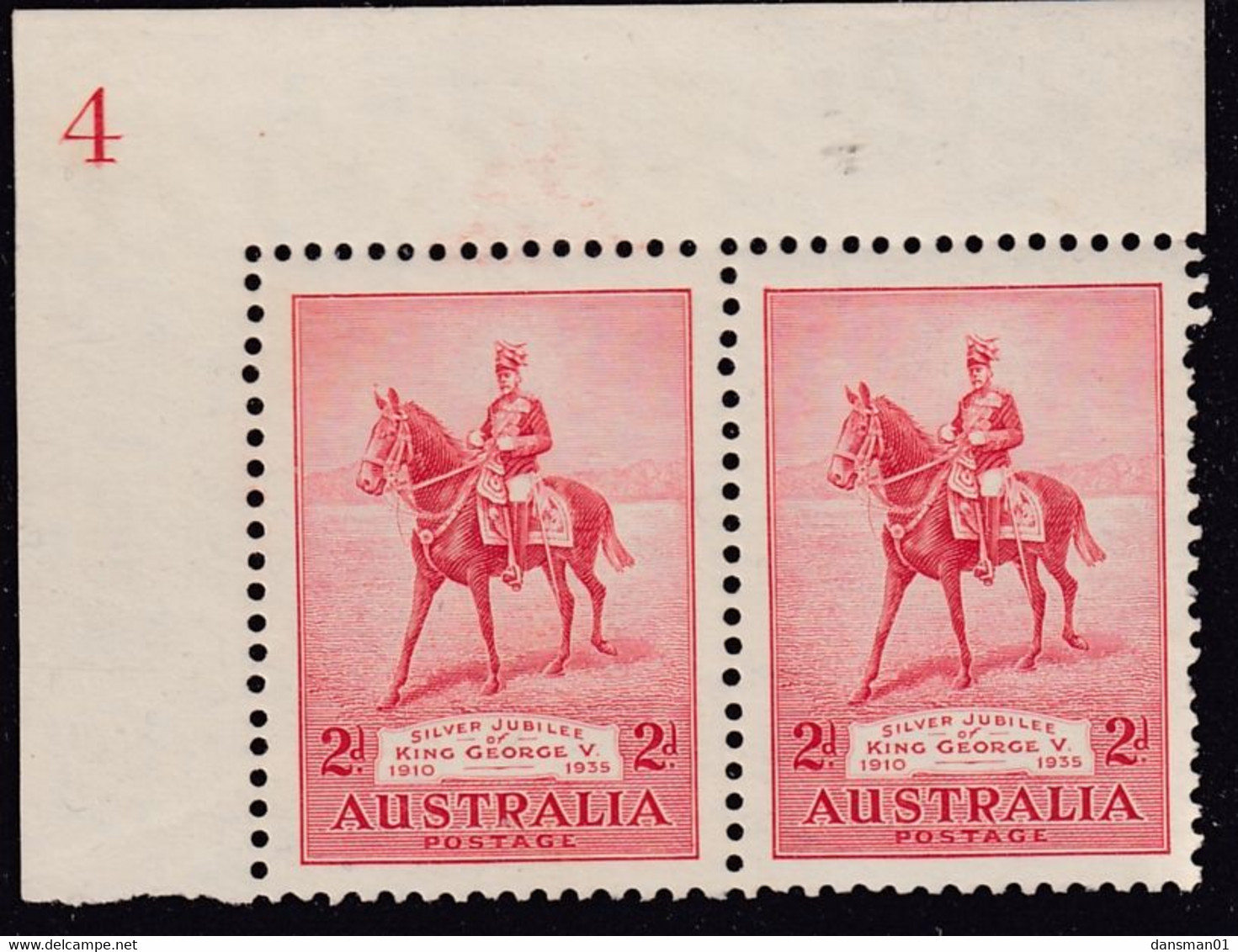 Australia 1935 Silver Jubilee SG 156 Mint Never Hinged Plate 4 - Nuevos