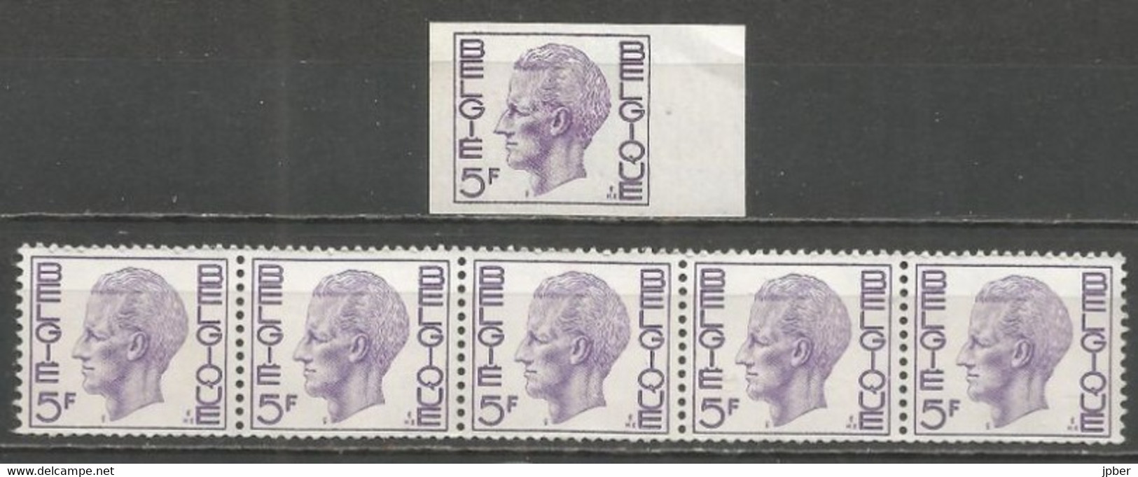 Belgique - Type Elström 5 Frs - N°1645 + R50 - Non-dentelé + Bande De 5 Avec N°1000 Au Verso - Andere & Zonder Classificatie