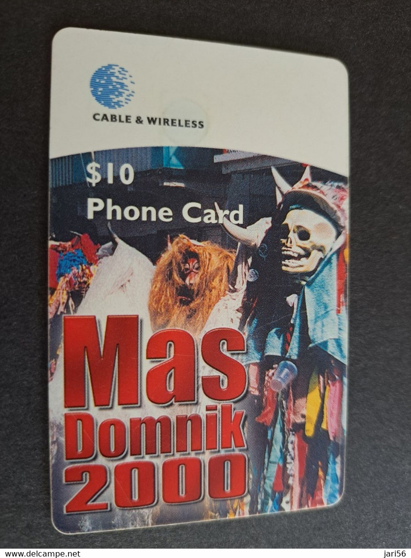 DOMINICA / $10 CHIPCARD  MAS DOMINIC  FESTIVAL 2000       Fine Used Card  ** 10027 ** - Dominique