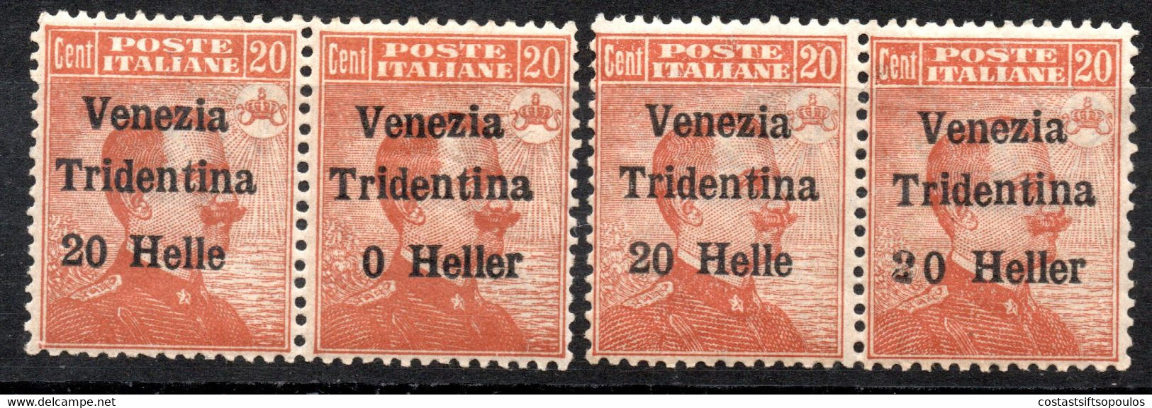 876.AUSTRIA,ITALY,VENEZIA-TRIDENTINA,SASS.30c. MH,30d X 2 & 30e MNH,2 PAIRS - Trentino & Triest