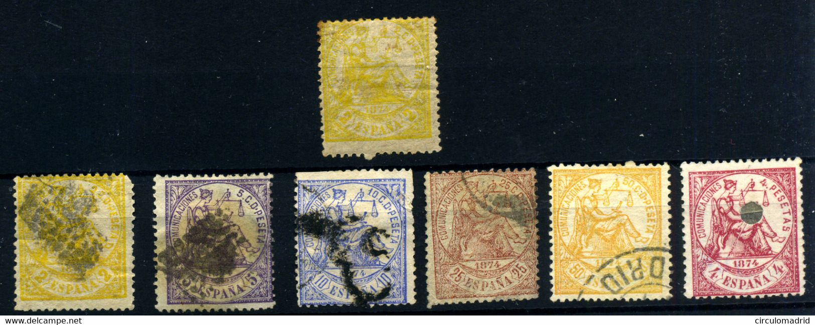 España Nº 143*, 143/5, 147, 149, 151T Usados. Año 1874 - Used Stamps