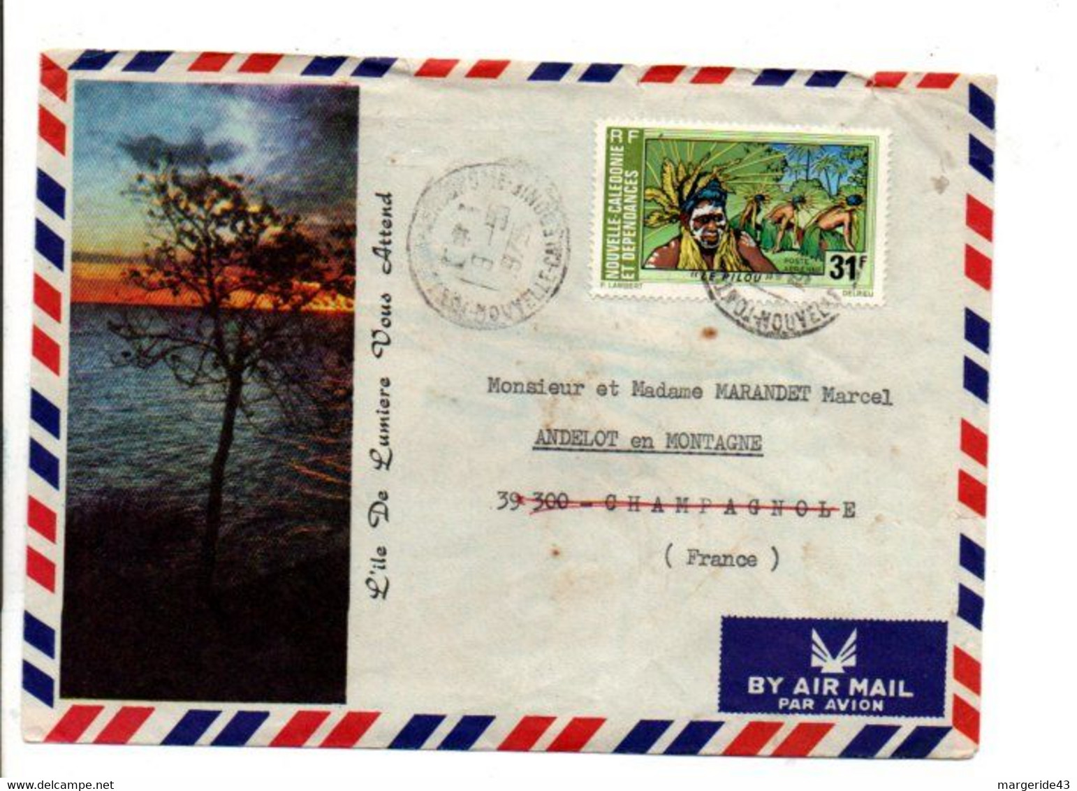 NOUVELLE CALEDONIE LETTRE POUR LA FRANCE 1973 - Brieven En Documenten