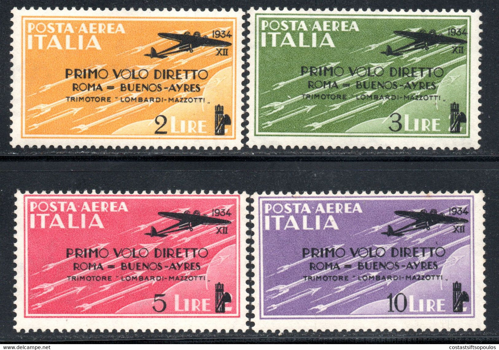 881.ITALY,1934 ROME-BUENOS AIRES FLIGHT #52-55 MNH - Airmail