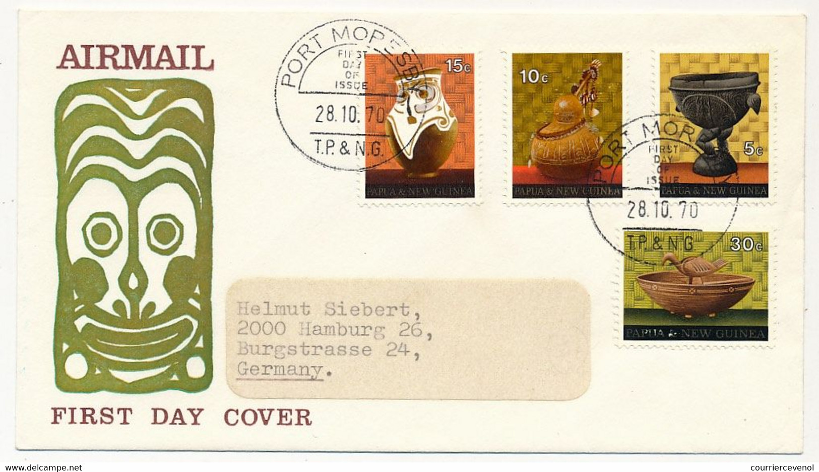 Papouasie Nouvelle Guinée - Env FDC - Postmark 1970 Airmail / Poteries - 28/10/1970 - Papouasie-Nouvelle-Guinée