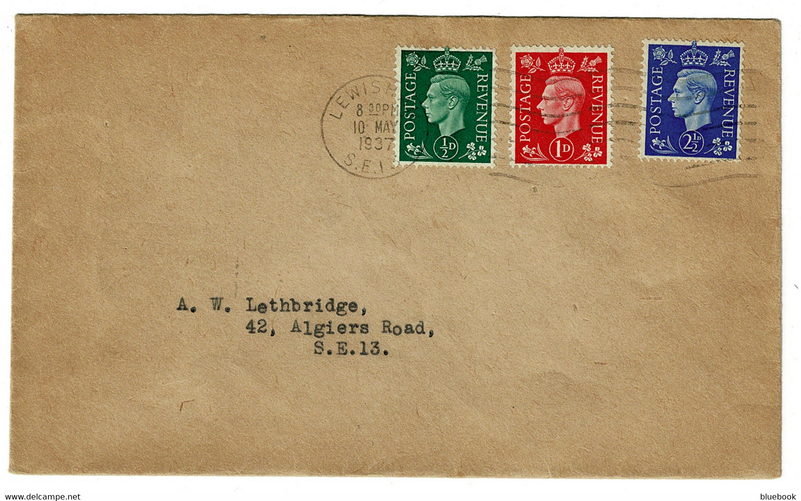 Ref 1552 - 1937 KGVI  - FDC First Day Cover - 1/2d - 1d - 2 1/2d Definitives - Lewisham Cancel - ....-1951 Pre-Elizabeth II