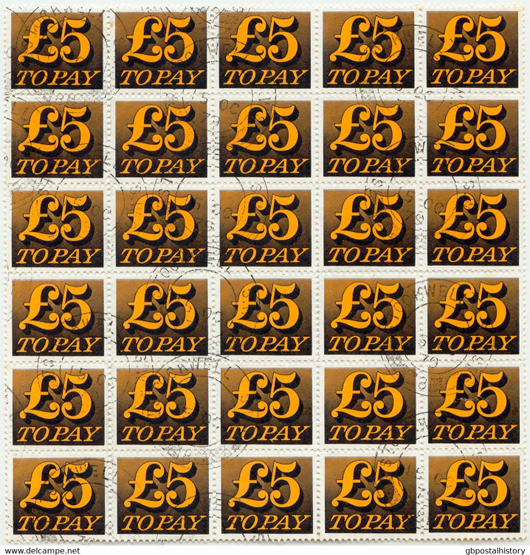 GB POSTAGE DUE 1979 Postage Due GBP 5,- Orange/black, Extremely Large Unit Of 30 Items (postage Total 150 British Pounds - Portomarken