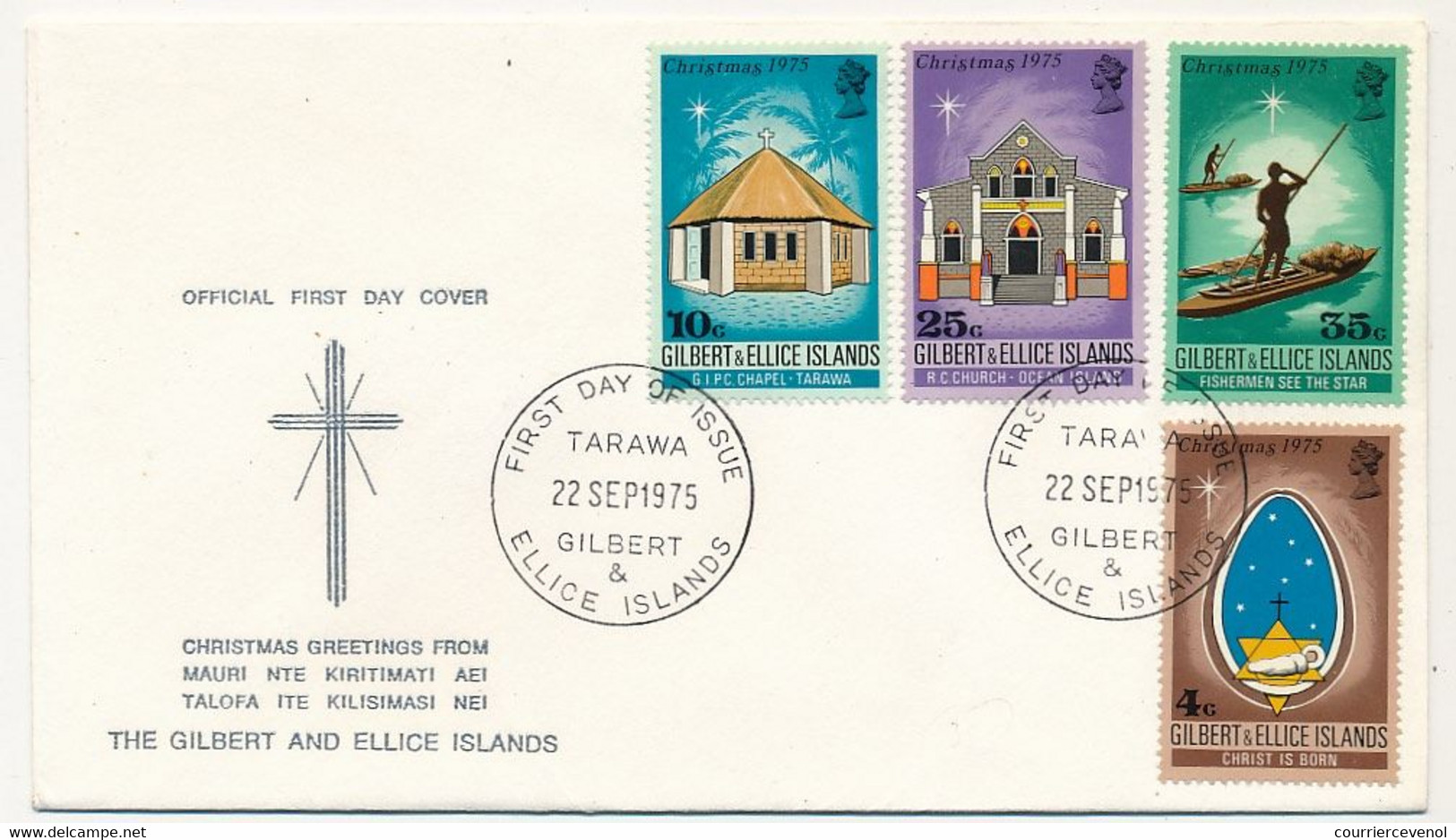 GILBERT & ELLICE - Env. FDC - 1975 Christmas 22 Sept 1975 - Gilbert & Ellice Islands (...-1979)