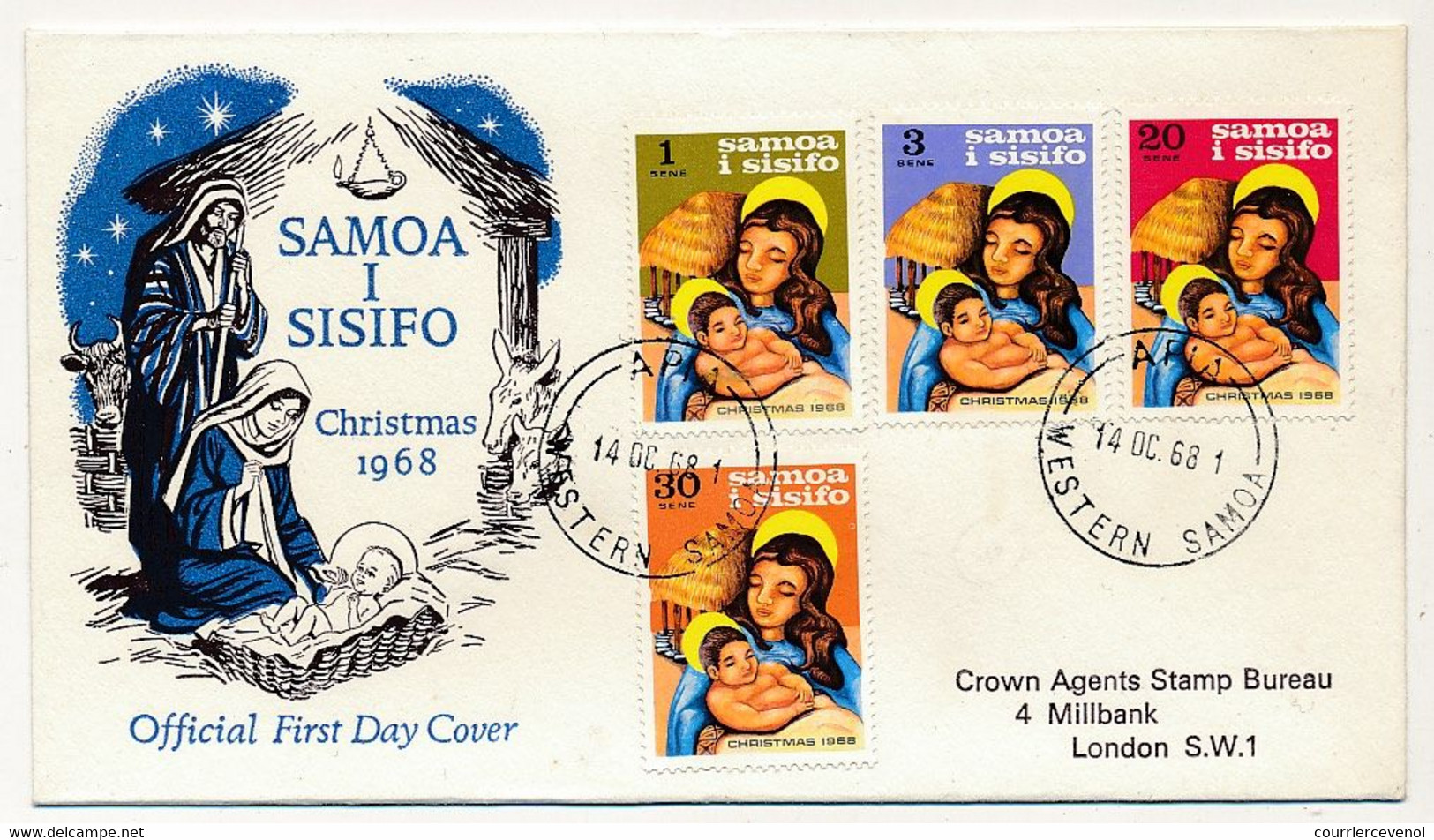 SAMOA - Env. FDC - Christmas - 14 Oct 1968 - Samoa