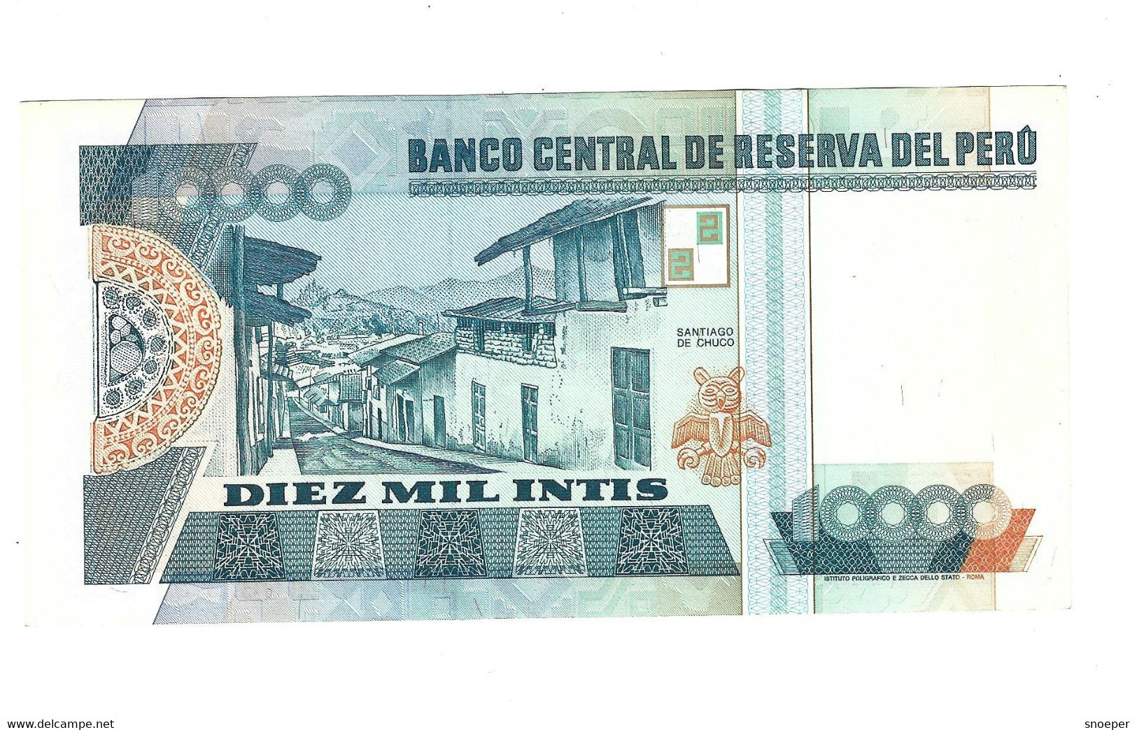 Peru 10000 Intis  1988  140   Unc - Pérou