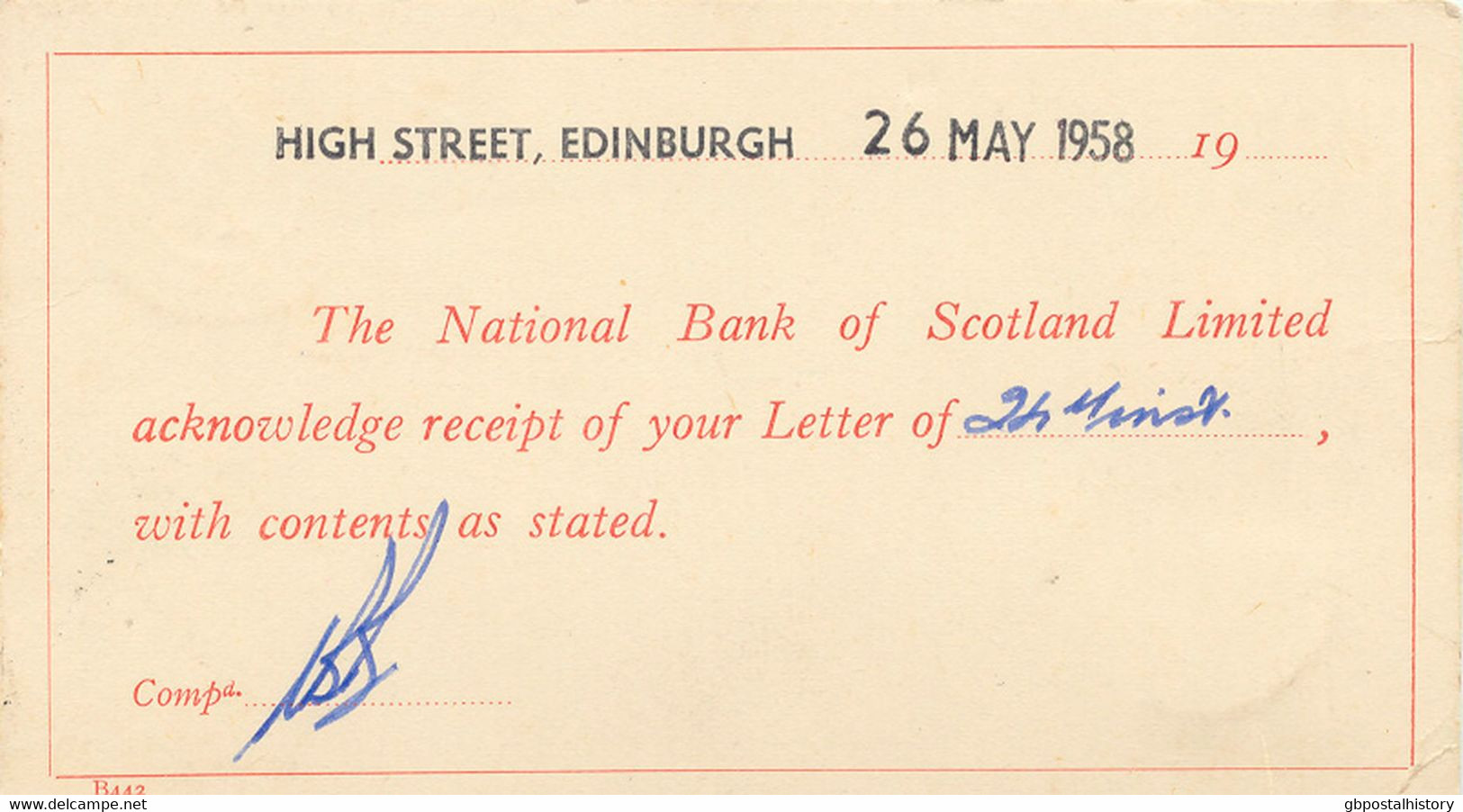 GB POSTAGE DUE 1958 Very Fine Local Printed Matter With Postage Due 4d Blue And CDS "EDINBURGH W.C." As Well As Rare CDS - Tasse