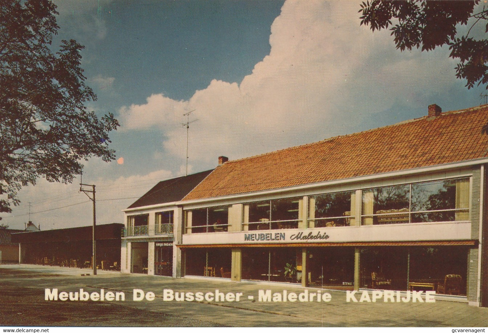 KAPRIJKE  RECLAME KAARTJE   10.5 X 6.5 CM  - MEUBELEN  DE BUSSCHER - MALEDRIE          2 SCANS - Kaprijke