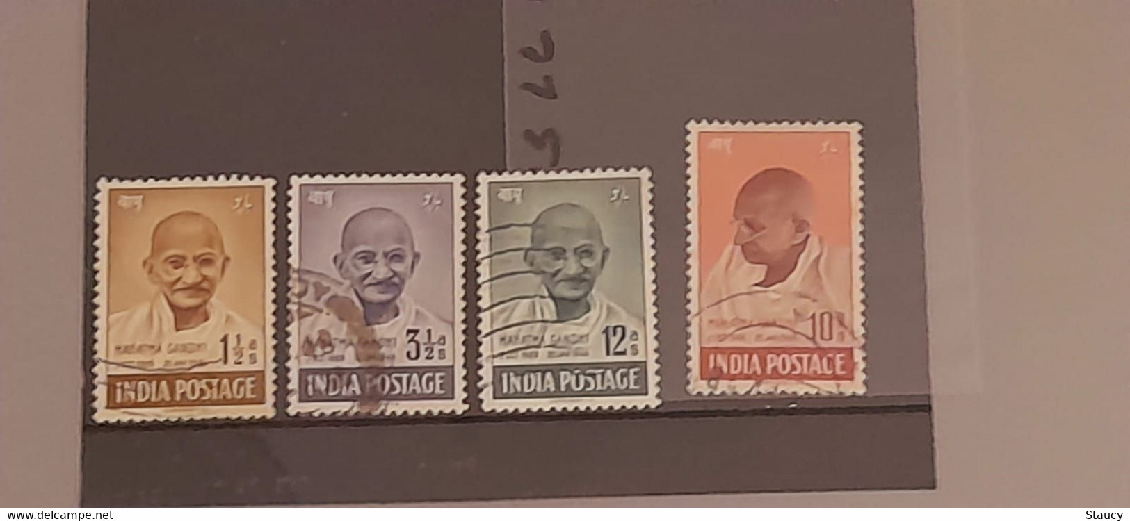 India 1948 Mahatma Gandhi Mourning 4v SET, VERY FINE USED  NICE COLOUR As Per Scan - Gebruikt