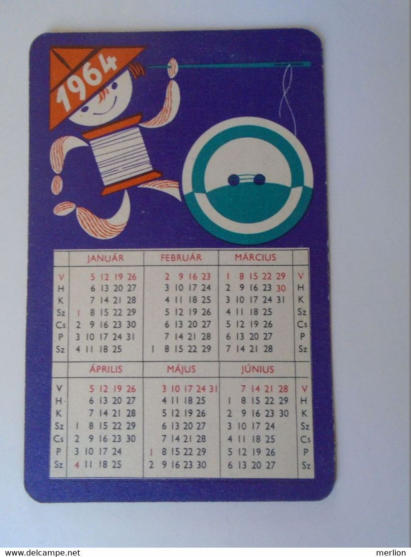 D190588  Pocket Calendar  HUNGARY 1964 RÖLTEX - Petit Format : 1961-70