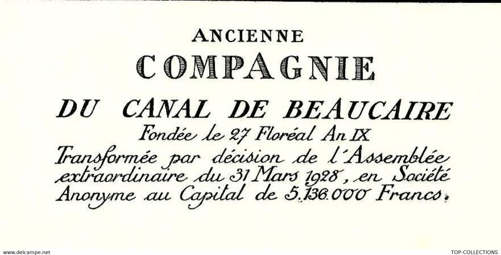 SUR LETTRE VIERGE SUBERBE ENTETE Ancienne Compagnie Du Canal De Beaucaire Circa 1930 V.SCANS+HISTORIQUE - Historische Documenten