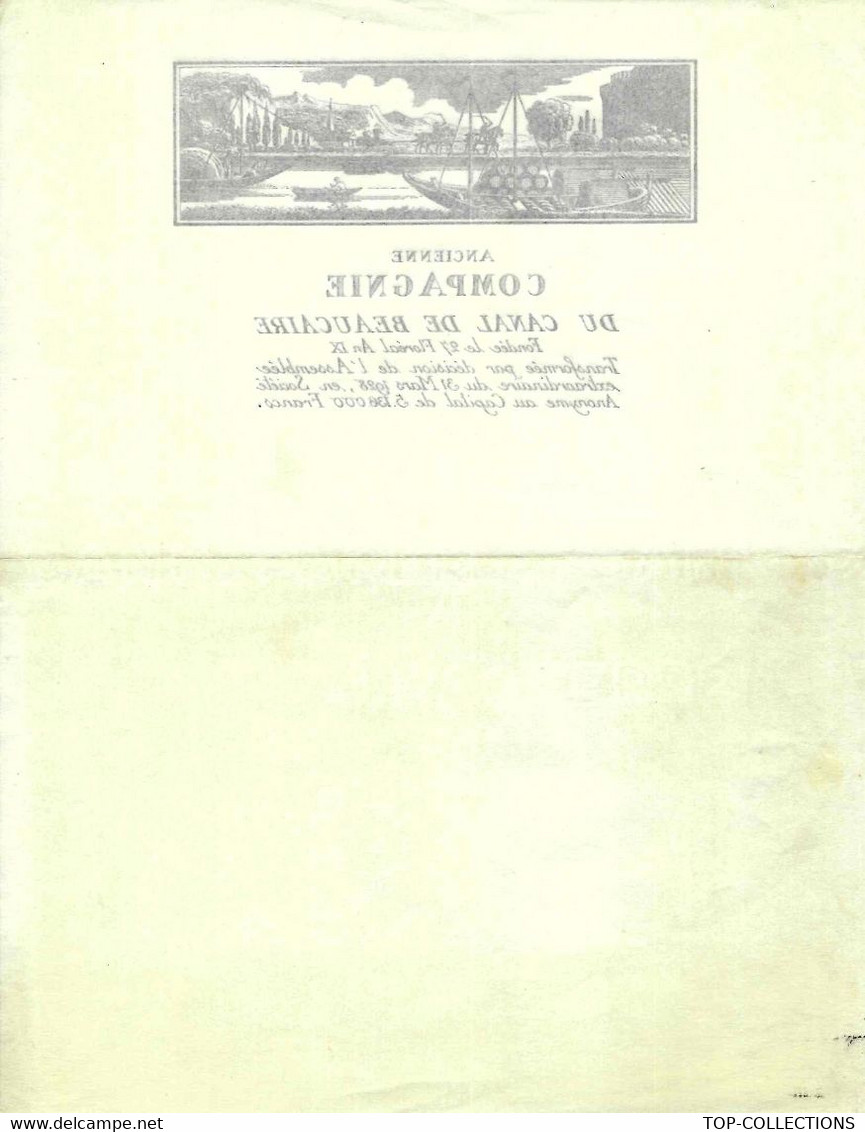 SUR LETTRE VIERGE SUBERBE ENTETE Ancienne Compagnie Du Canal De Beaucaire Circa 1930 V.SCANS+HISTORIQUE - Historische Documenten