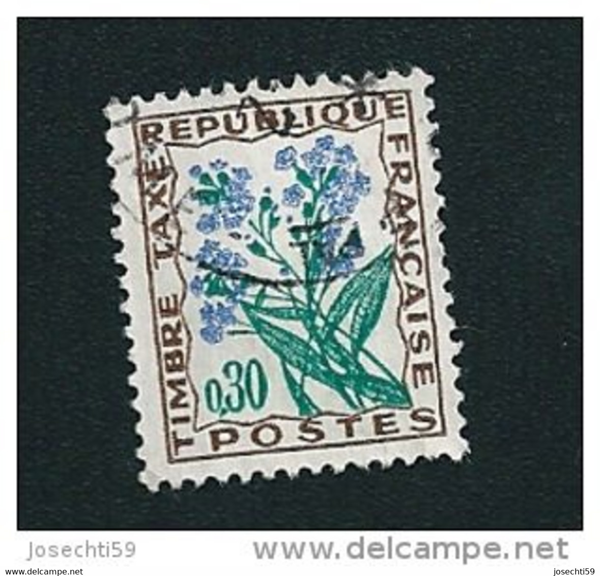 N° 99  Timbre Taxe  Myosotis 30c 1964 1971 France Oblitéré - 1960-.... Gebraucht