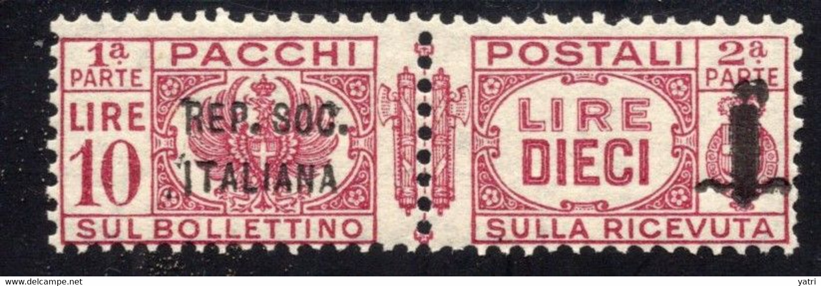 Repubblica Sociale (1944) - Pacchi Postali, 4 Lire ** (firmato Ferrario) - Pacchi Postali