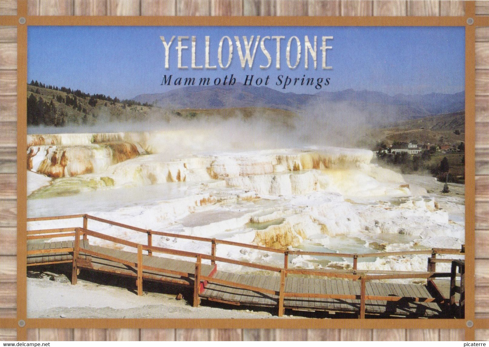 Yellowstone National Park - Mammoth Hot Springs - Minerva Terrace - Mammoth Hotel Seen In Background Right (J.Curteich) - USA National Parks