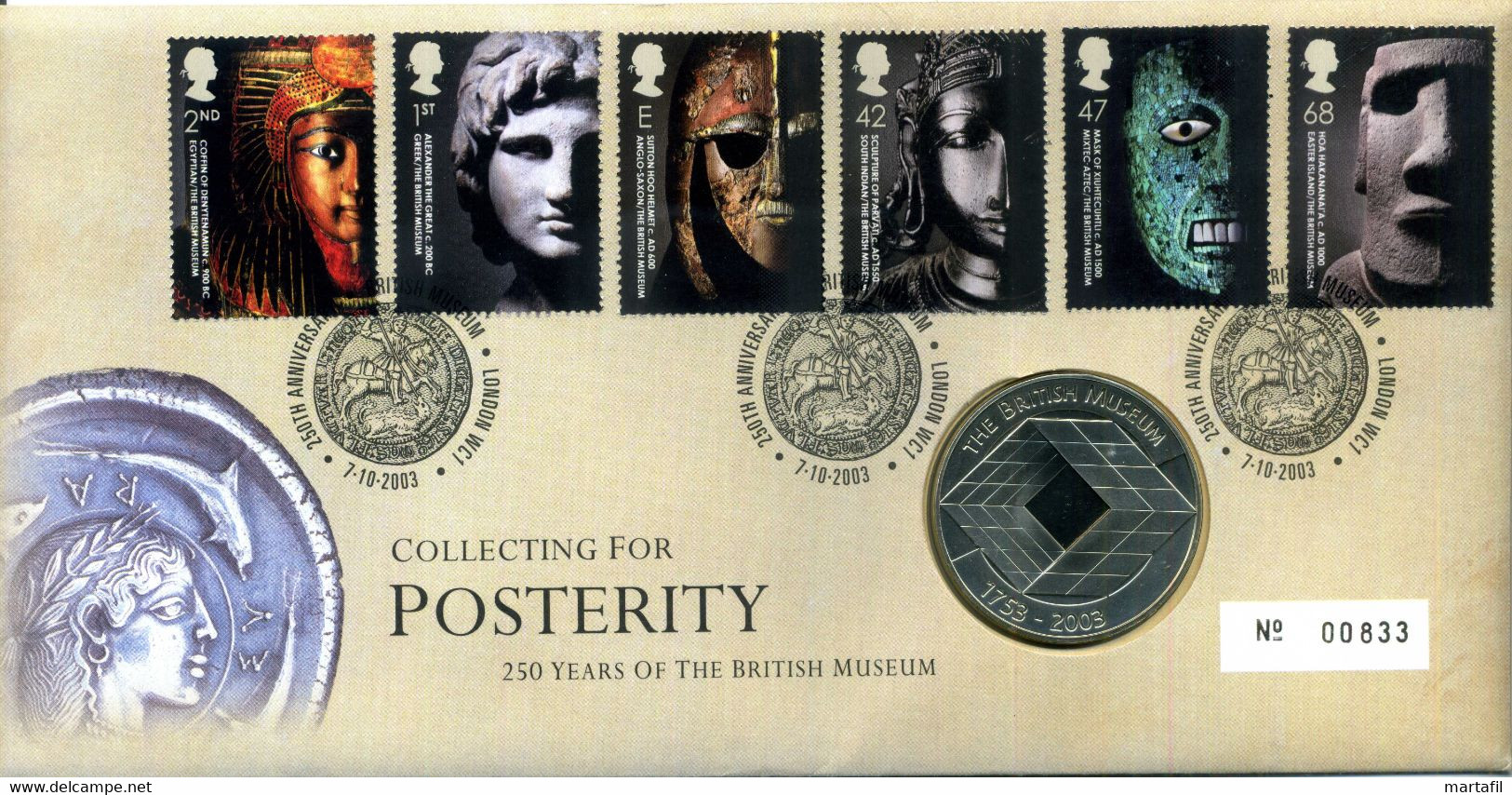 Royal Mail FDC "Collecting For Posterity 250 Years Of The British Museum" 1753-2003 London 2003 Egyptian Aztec Greek... - Archaeology