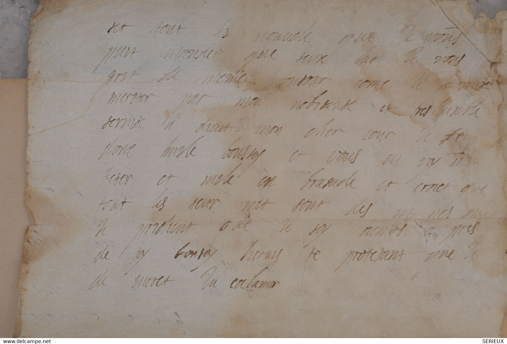 &2 FRANCE LETTRE  RARE AUTHENTIQUE ARCHIVE FAMILLE POMPADOUR  XVII EME  A MONSIEUR DE POMPADOUR+CACHETS CIRE ARMORIEE - Autres & Non Classés