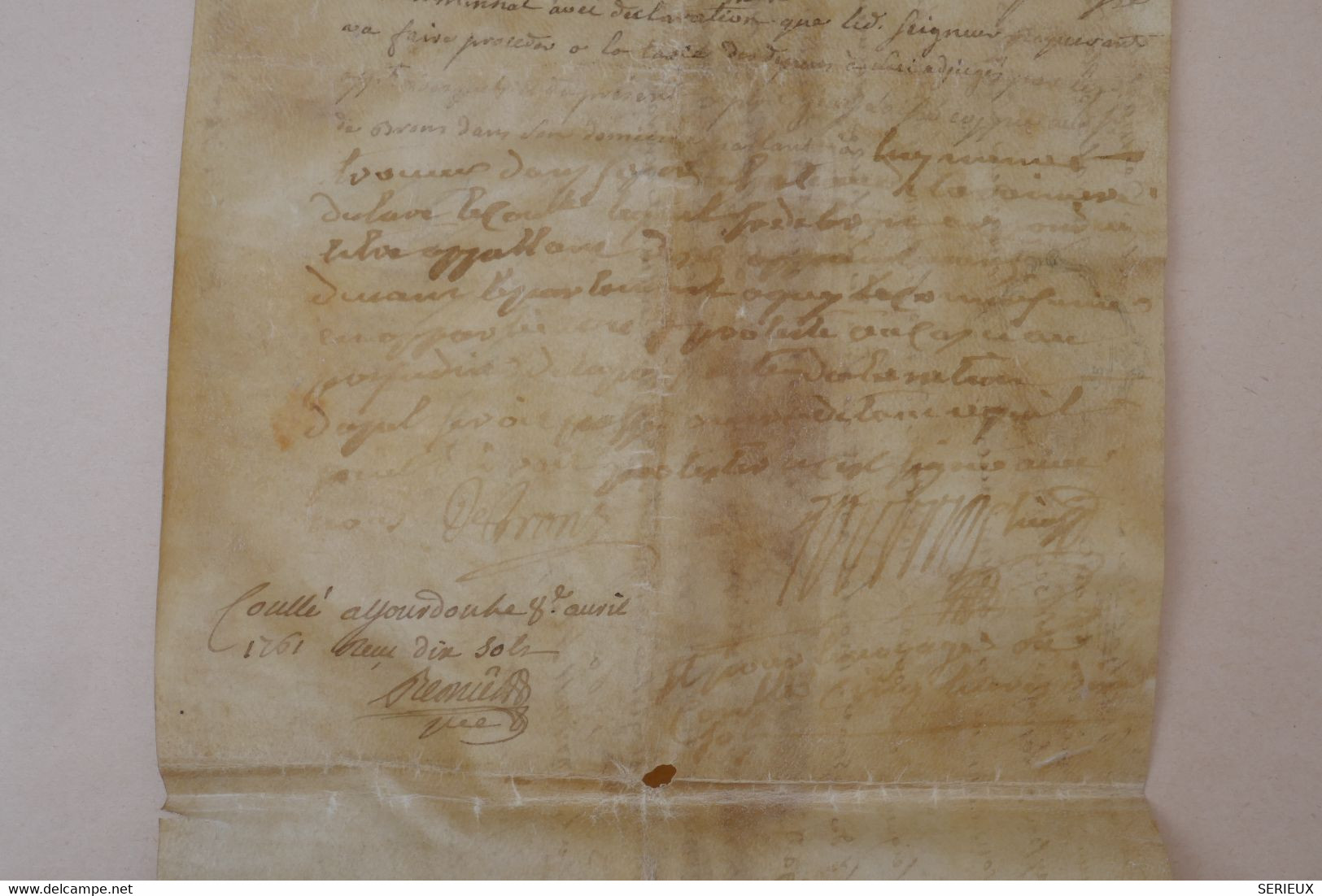 &2 FRANCE BELLE LETTRE  VELIN  TRES RARE AUTHENTIQUE ARCHIVE FAMILLE  POMPADOUR  1761 - Sonstige & Ohne Zuordnung